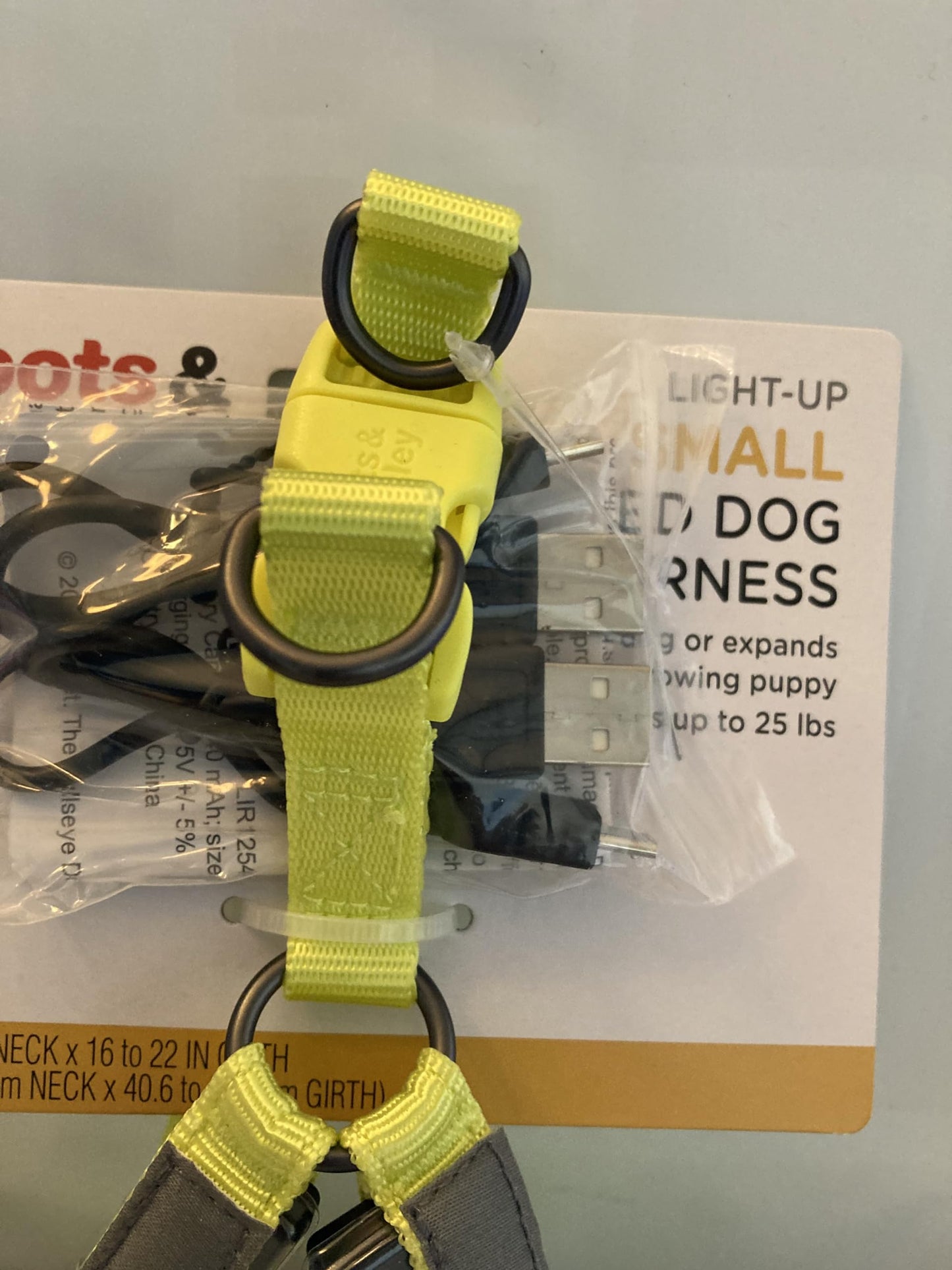 boots and barkley led Dog Harness Small Yellow