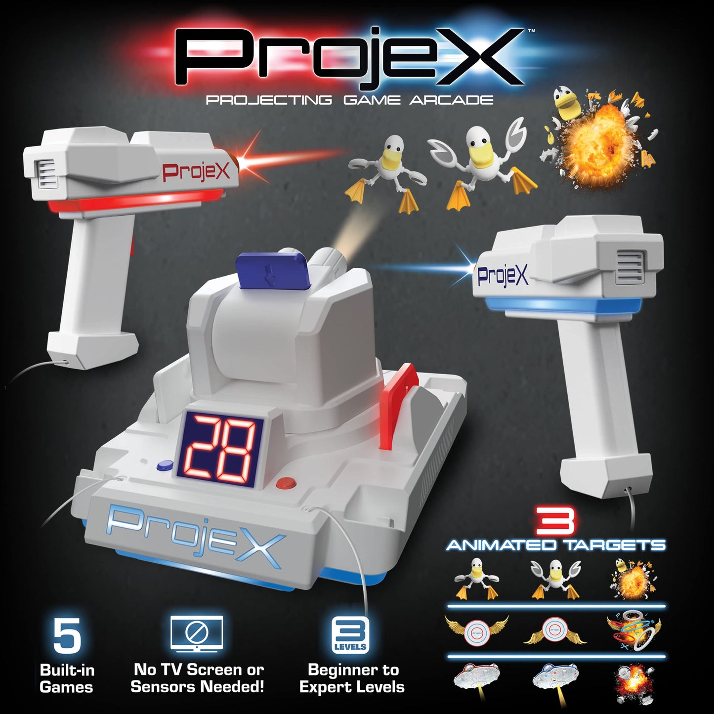 nsi international inc. Projex Projecting Arcade Game - Target Practise Game, Moving Targets, 3 Skill Levels, Party Toy