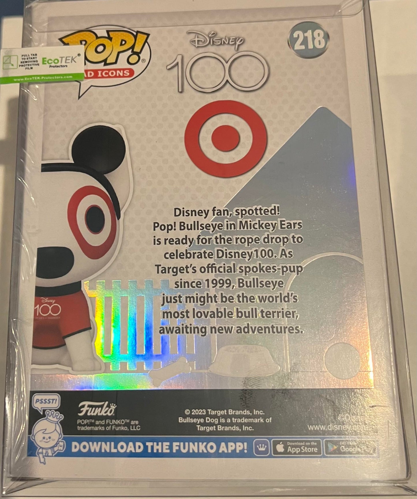 POP! Funko Ad Icons Target Disney 100 Exclusive BULLEYE in Mickey Ears #218 w/Acrylic Case!