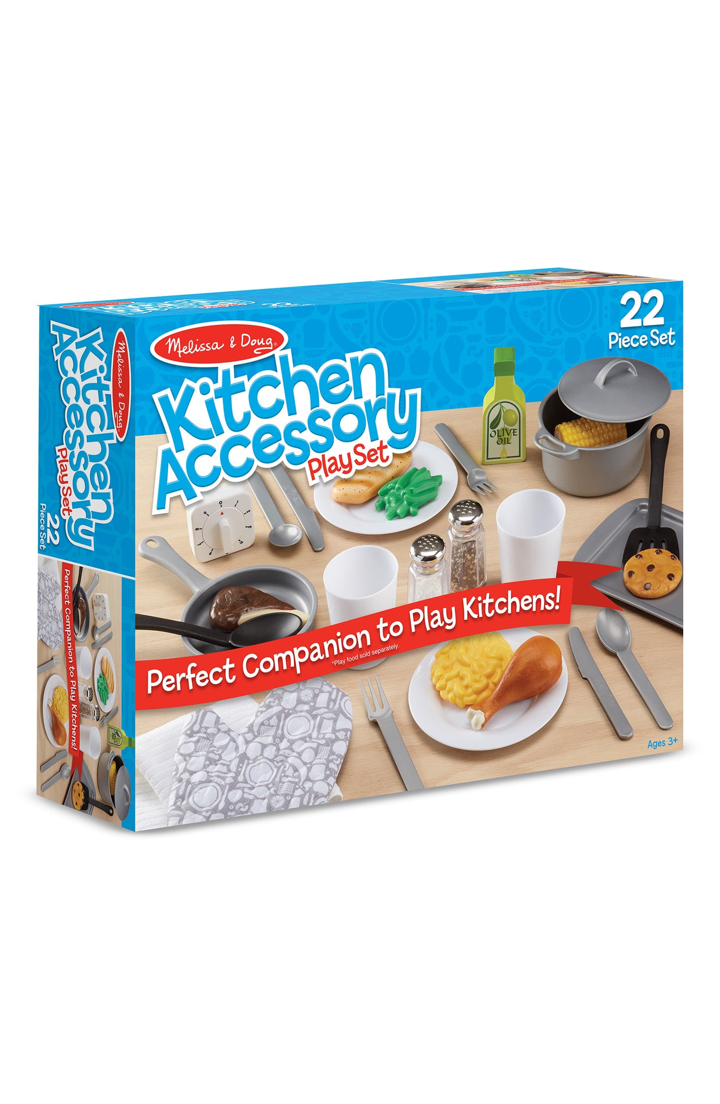 Melissa &amp; Doug 22-Piece Play Kitchen Accessories Set - Utensils, Pot, Pans, and More