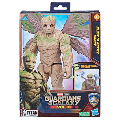 Marvel Titan Hero Series Guardians of The Galaxy Vol. 3 Deluxe Blast 'N Battle Groot Action Figure, 11.5-Inch with Accessories