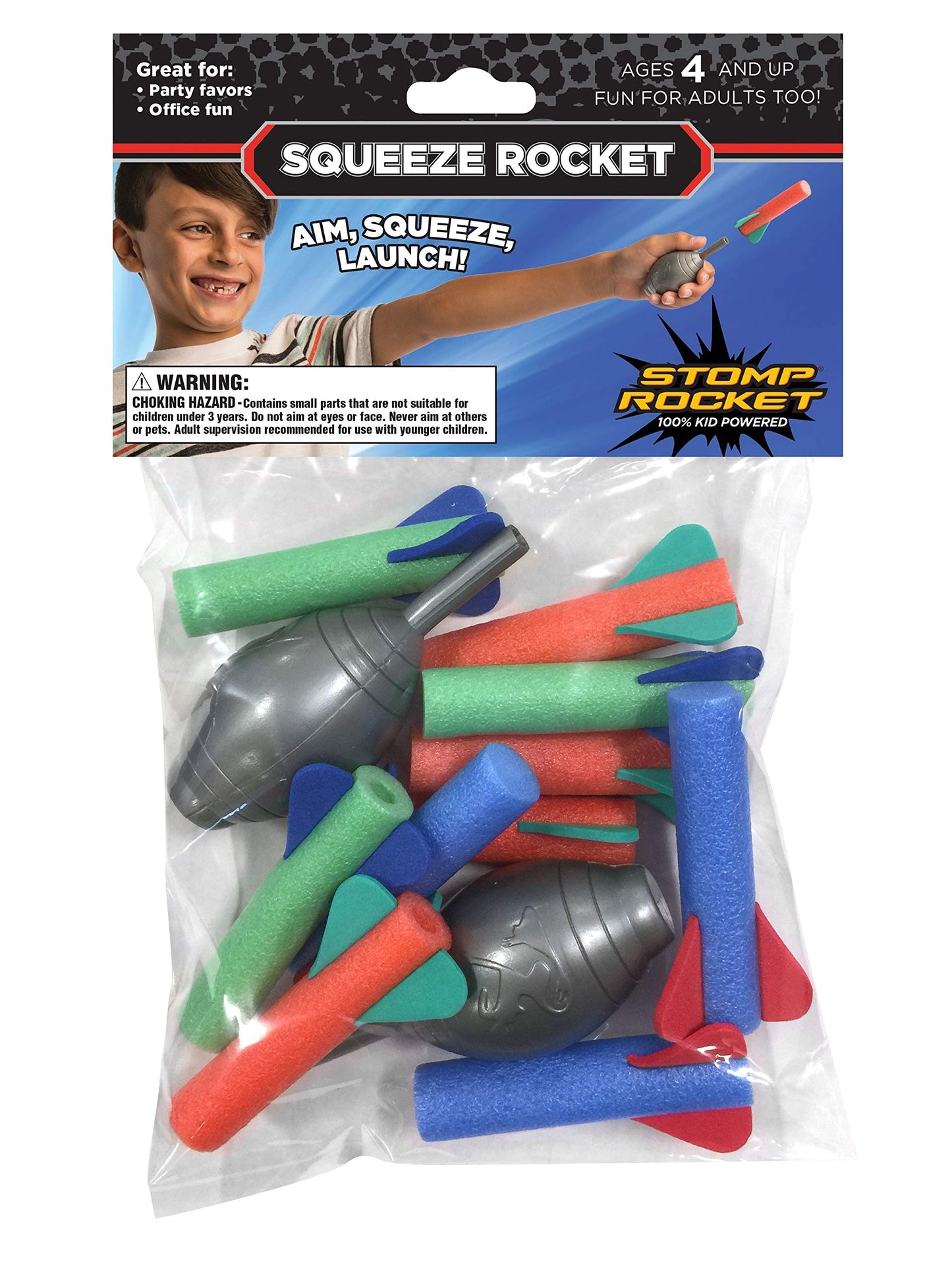 Stomp Rocket The Original Squeeze Rocket, 10 Rockets - Soft Foam Rocket Launcher STEM Gift for Boys &amp; Girls - Ages 4 &amp; Up - Fun Backyard &amp; Outdoor Kids Toys Gifts for Boys &amp; Girls