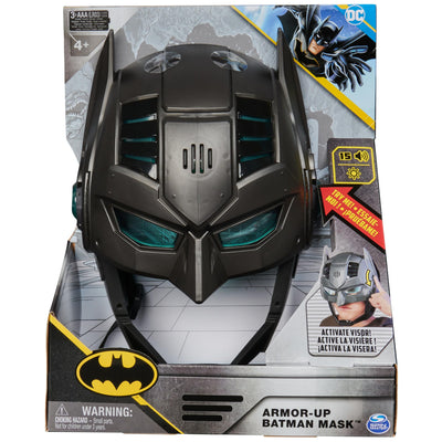 DC Comics, Armor-Up Batman Mask with Visor, 15+ Sounds &amp; Phrases, Lights, Super Hero Costume, Kids Roleplay for Boys and Girls Ages 4+