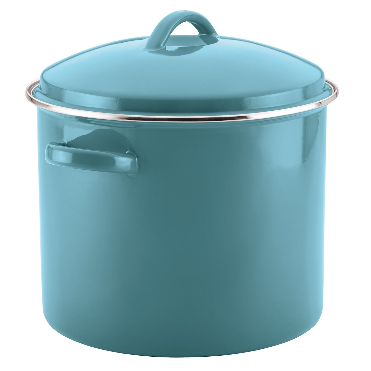 Farberware Enamel on Steel Stock Pot/Stockpot with Lid - 16 Quart, Aqua Blue