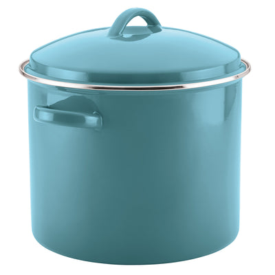 Farberware Enamel on Steel Stock Pot/Stockpot with Lid - 16 Quart, Aqua Blue