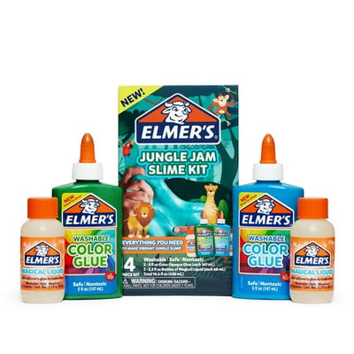 Elmer’s Jungle Jam Slime Kit  Creates Color Slime  Includes Liquid Glue and Slime Activator  4 Count