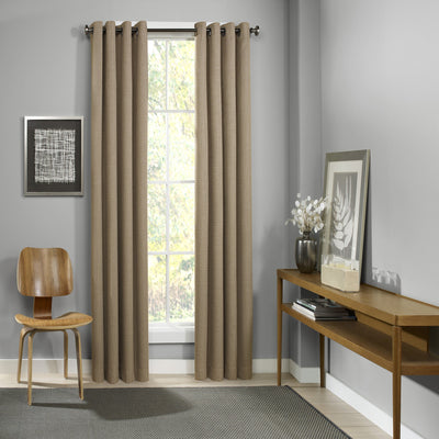 ECLIPSE Blackout Curtains for Bedroom - Palisade 52\" x 84\" Insulated Darkening Single Panel Grommet Top Window Treatment Living Room, Mineral
