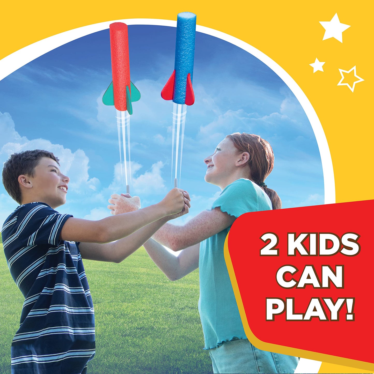 Stomp Rocket The Original Squeeze Rocket, 10 Rockets - Soft Foam Rocket Launcher STEM Gift for Boys &amp; Girls - Ages 4 &amp; Up - Fun Backyard &amp; Outdoor Kids Toys Gifts for Boys &amp; Girls