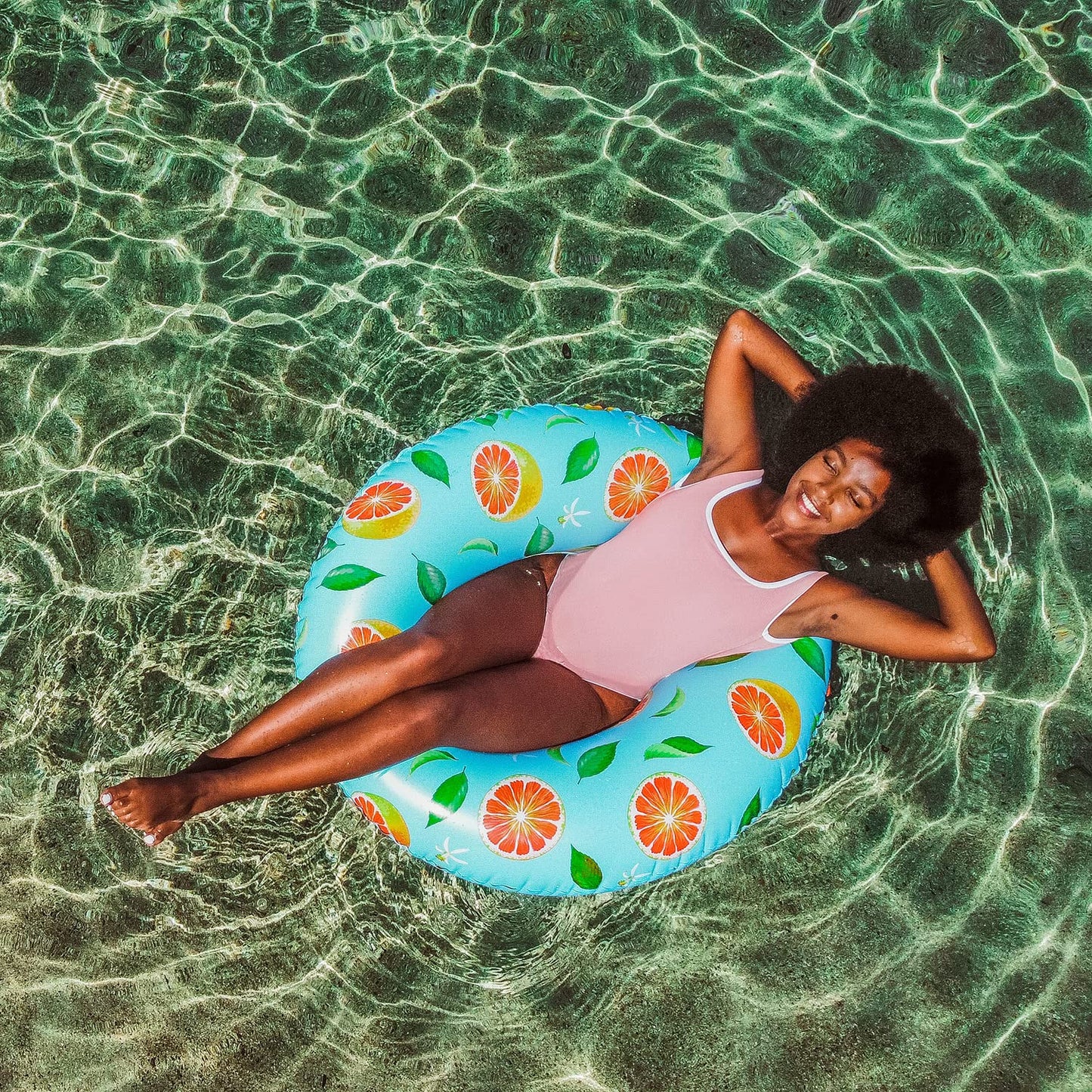 PoolCandy Grapefruit Print Inflatable Pool Floats, Loungers, Sun Chairs & Sunning Pools (Grapefruit 42" Pool Tube)