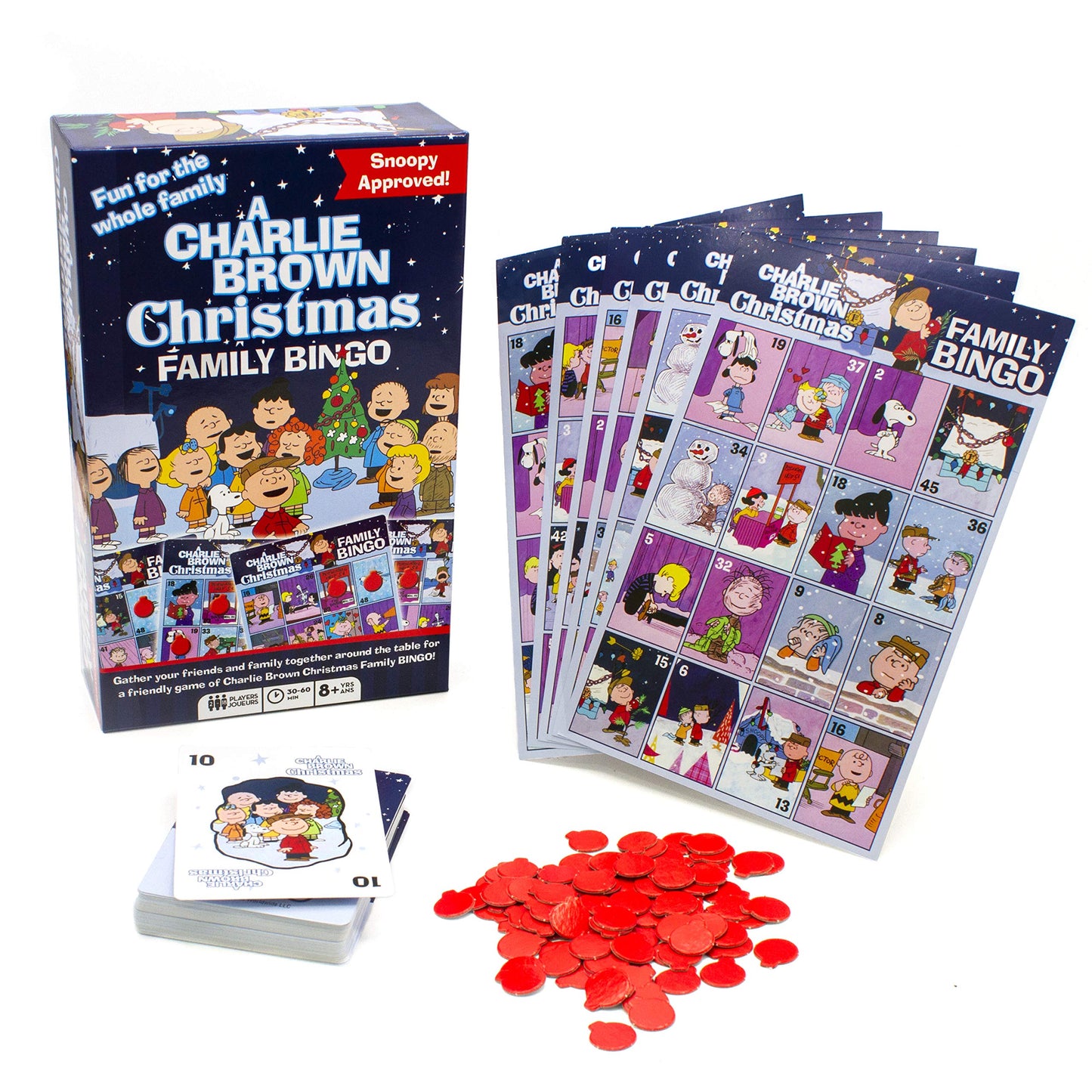 AQUARIUS Peanuts Charlie Brown Christmas Family Bingo Game Set