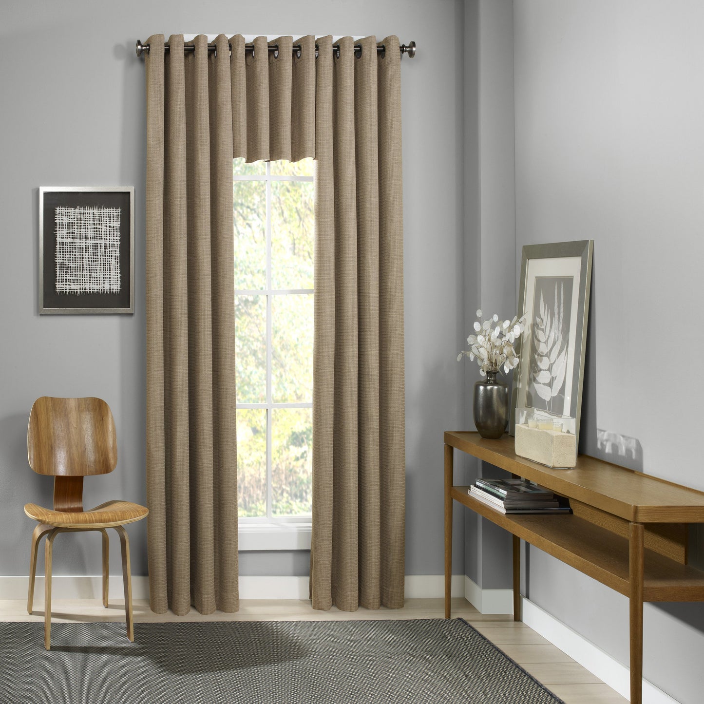 ECLIPSE Blackout Curtains for Bedroom - Palisade 52\" x 84\" Insulated Darkening Single Panel Grommet Top Window Treatment Living Room, Mineral