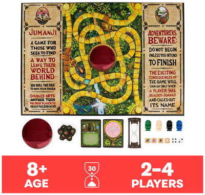 Jumanji The Game, The Classic Scary Adventure Family Board Game Based on The Action-Comedy Movie, for Kids and Adults Ages 8 &amp; up
