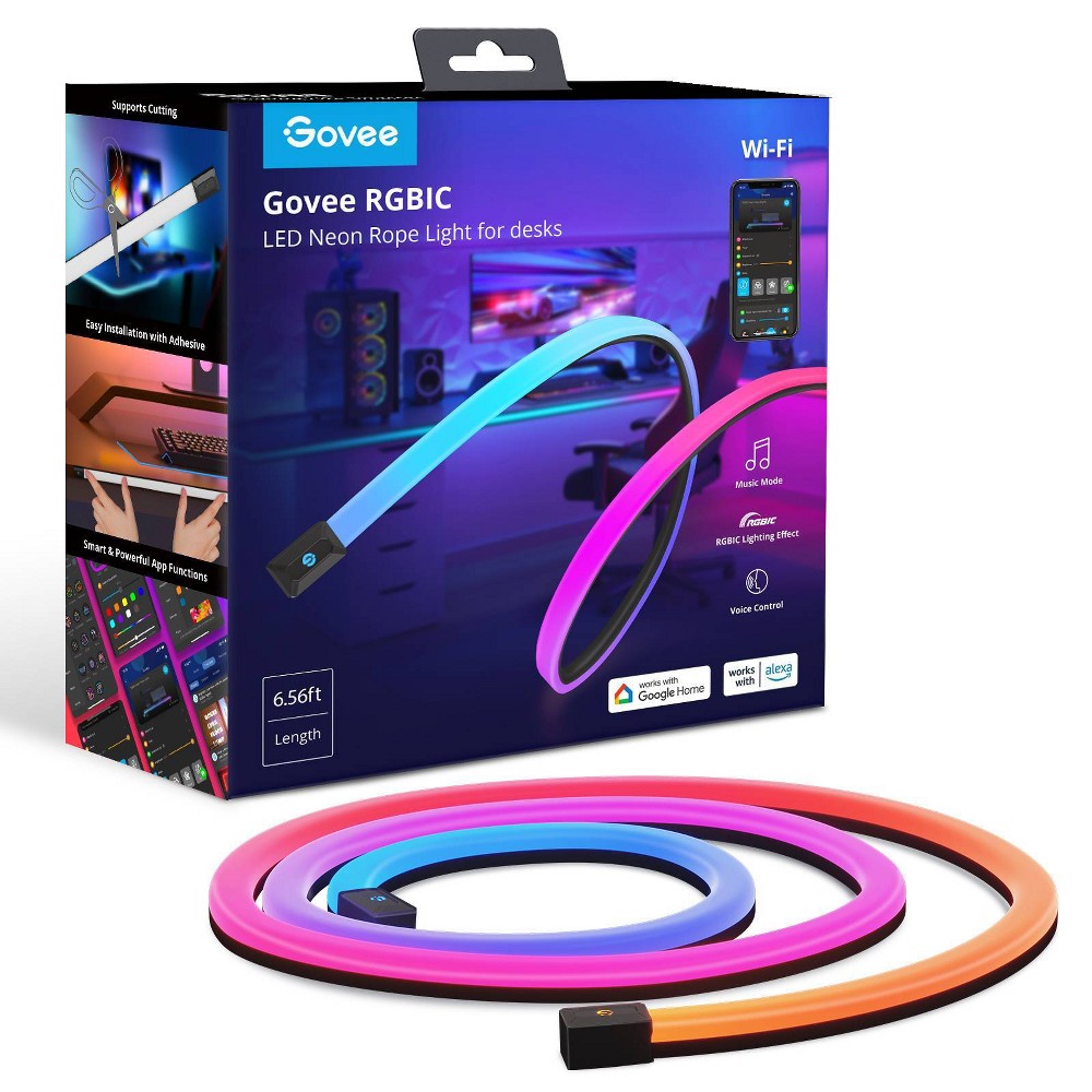 Govee - RGBIC LED Neon Rope Light for Desks 6.5ft - Mulit