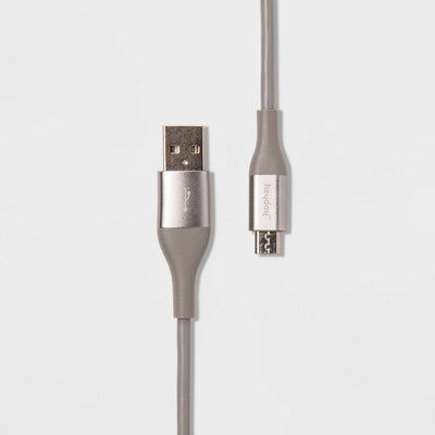 10\' Micro-USB to USB-A Round Cable - heyday Cool Gray/Silver