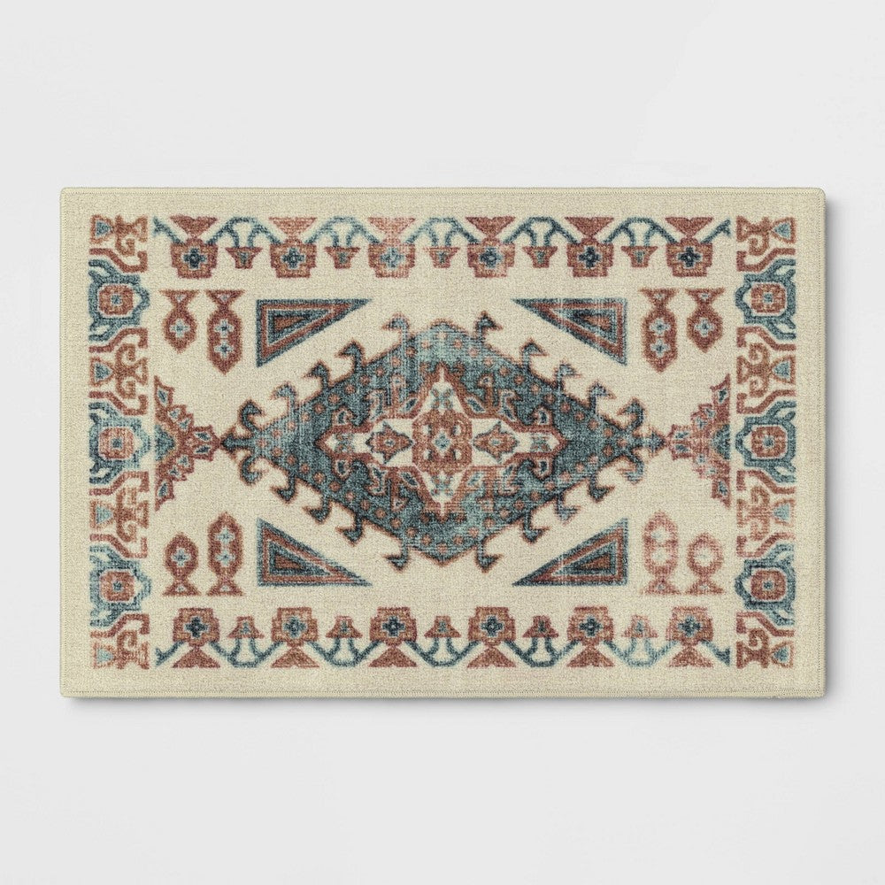 2\'x3\' Albany Double Diamond Center Medallion Persian Style Rug Tan - Threshold™