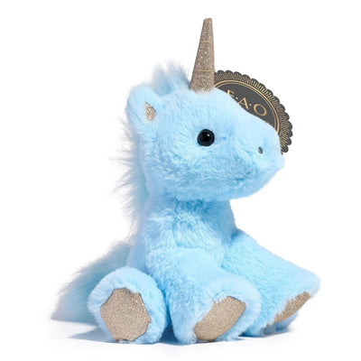 FAO Schwarz Toy Plush Baby Unicorn 6\" - Blue