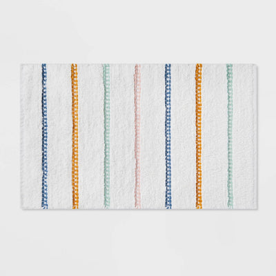 Striped Kids\' Bath Rug White/Blue - Pillowfort™