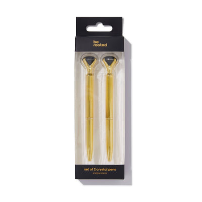 Be Rooted 2pk Ballpoint Pens Gold with Black Crystal Black Ink
