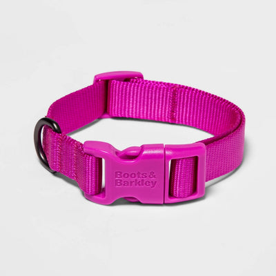 Basic Dog Adjustable Collar with Color Matching Buckle - XS - Pink - Boots & Barkley™