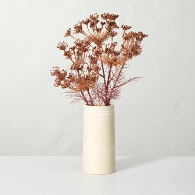 15" x 9" Faux Rusted Queen Anne's Lace Ceramic Pot Arrangement - Hearth & Hand with Magnolia