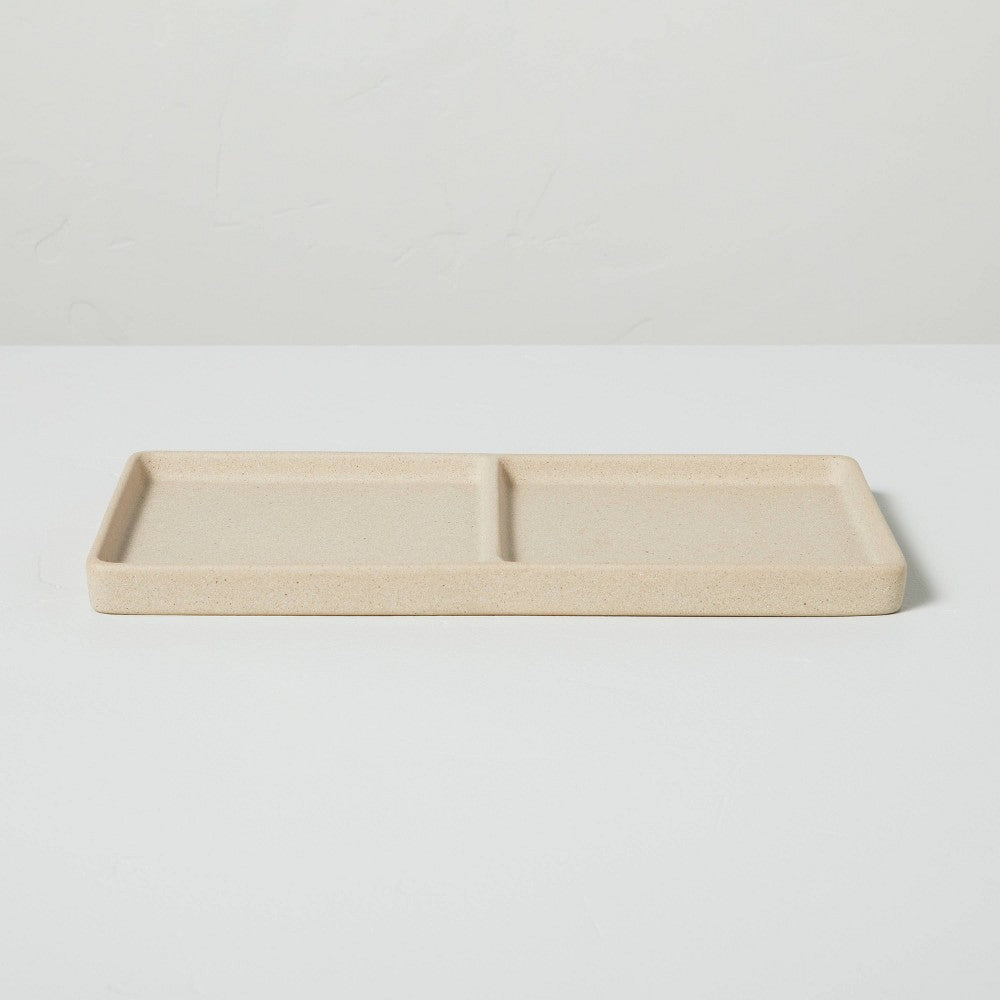 Sandy Textured Ceramic Divided Organizer Tray Natural - Hearth & Hand with Magnolia