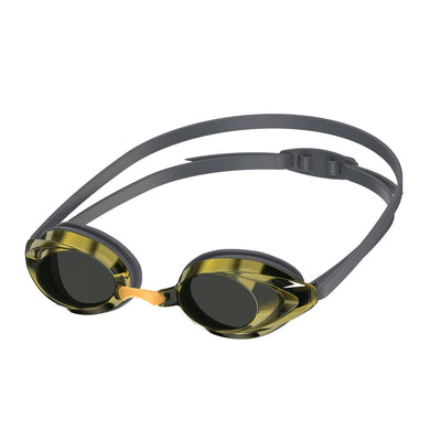 Speedo Adult Record Breaker Swim Goggles - Gray/Smoke/Gold Mirror