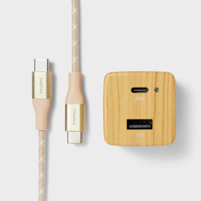 2-Port Wall Charger with 6\' USB-C to USB-C Cable - heyday™ White Pine