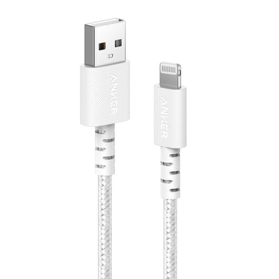 Anker 3\' Braided Lightning to USB-A Charging Cable - White