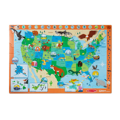 Melissa &amp; Doug National Parks U.S.A. Map Floor Puzzle – 45 Jumbo and Animal Shaped Pieces, Search-and-Find Activities - Kids Preschool Educational Toy for Girls and for Boys Ages 3+