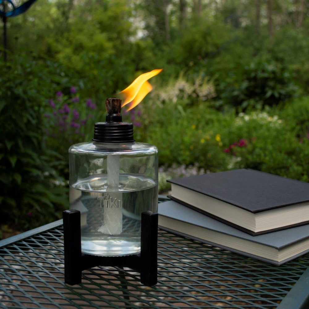 TIKI Elevated Tall Glass Tabletop Outdoor Torch