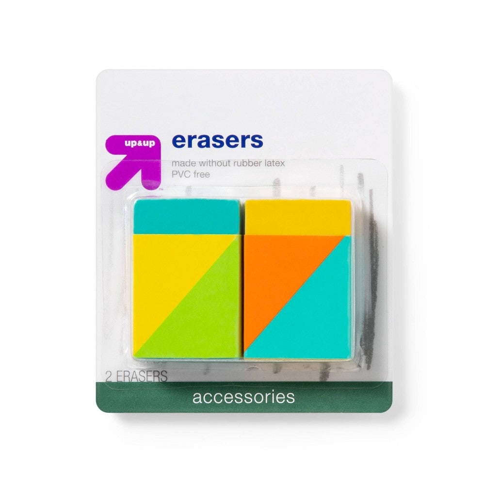 2pk Erasers Fashion Blue/Yellow - up &amp; up™