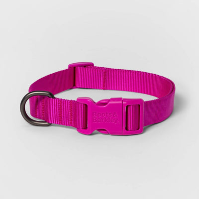 Basic Dog Adjustable Collar with Color Matching Buckle - XL - Pink - Boots & Barkley™
