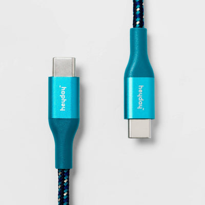 6\' USB-C to USB-C Braided Cable - heyday Ocean Teal/Navy