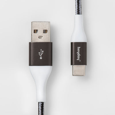 4\' USB-C to USB-A Braided Cable - heyday™ Black/White/Gunmetal