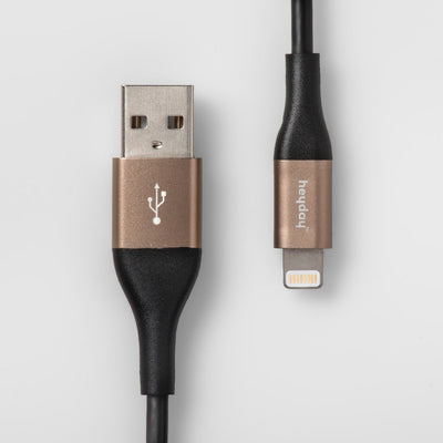 4\' Lightning to USB-A Round Cable - heyday™ Black/Gold