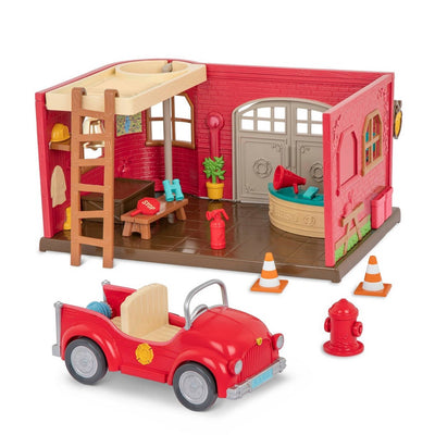 Li\'l Woodzeez Honeysuckle Safety Department – 16pc Toy Fire Station Playset
