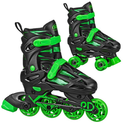 Roller Derby Green Wire Kids' Adjustable Inline-Quad Combo Skates - Black/Green S (12-2)