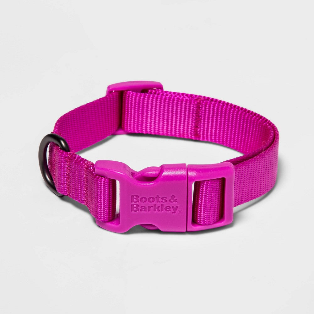 Basic Dog Collar with Color Matching Buckle - XL - Pink - Boots & Barkley