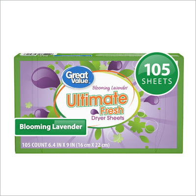 Great Value Ultimate Fresh Dryer Sheets, Blooming Lavender, 105 Count