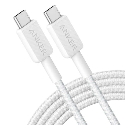 Anker 6\' 60W Braided USB-C to USB-C Max Fast Charging Cable - White