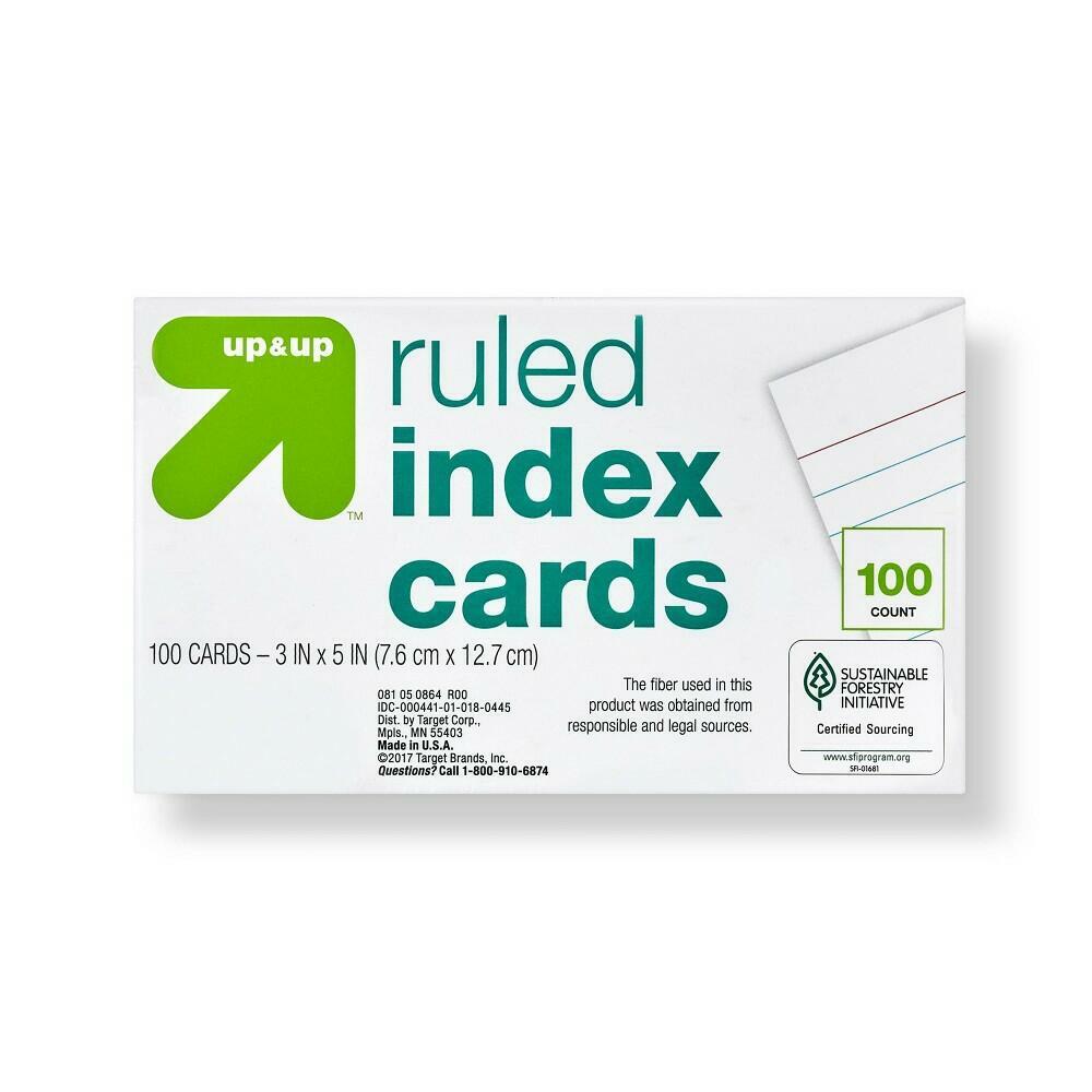 100ct 3\" x 5\" Ruled Index Cards White - up &amp; up™