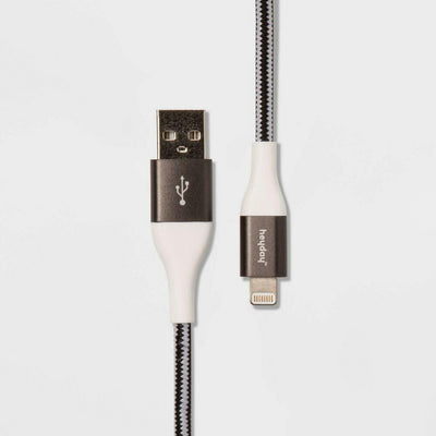 10\' Lightning to USB-A Braided Cable - heyday™ Black/White/Gunmetal