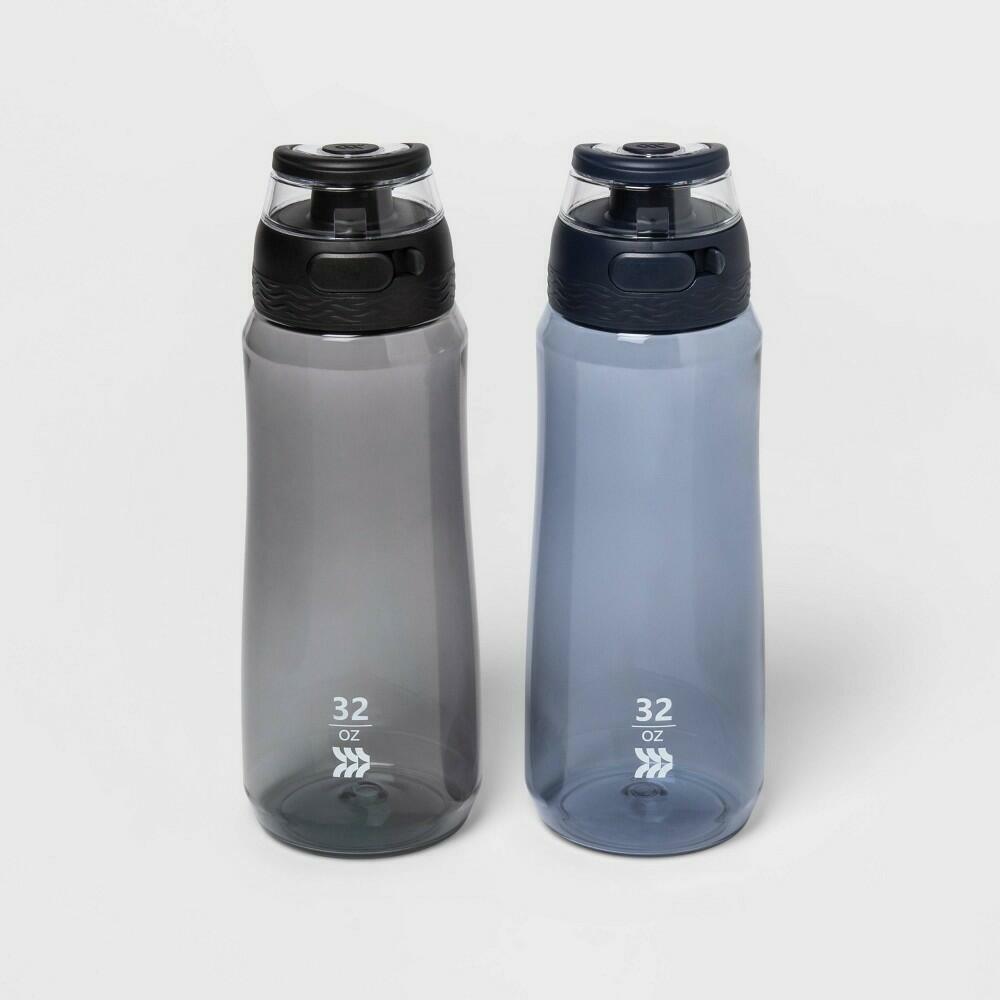 32oz Plastic Water Bottle 1pk Starless Night and Black Tie - All in Motion