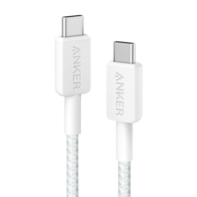 Anker 3\' 60W Braided USB-C to USB-C Max Fast Charging Cable - White