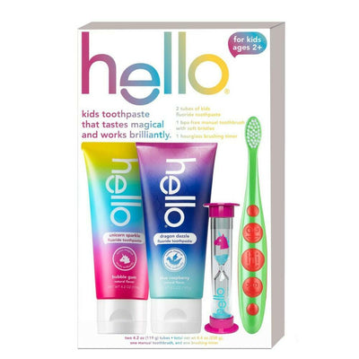 hello kids\' Holiday Toothpaste Gift Pack- Unicorn and Dragon