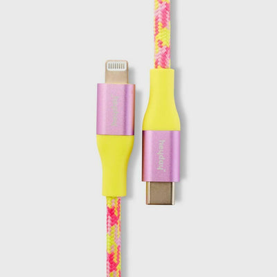 4\' Lightning to USB-C Braided Cable - heyday Neon Smiley
