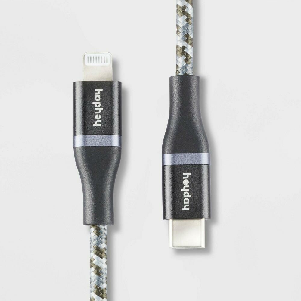 6\' Lightning to USB-C Braided Cable - heyday Black