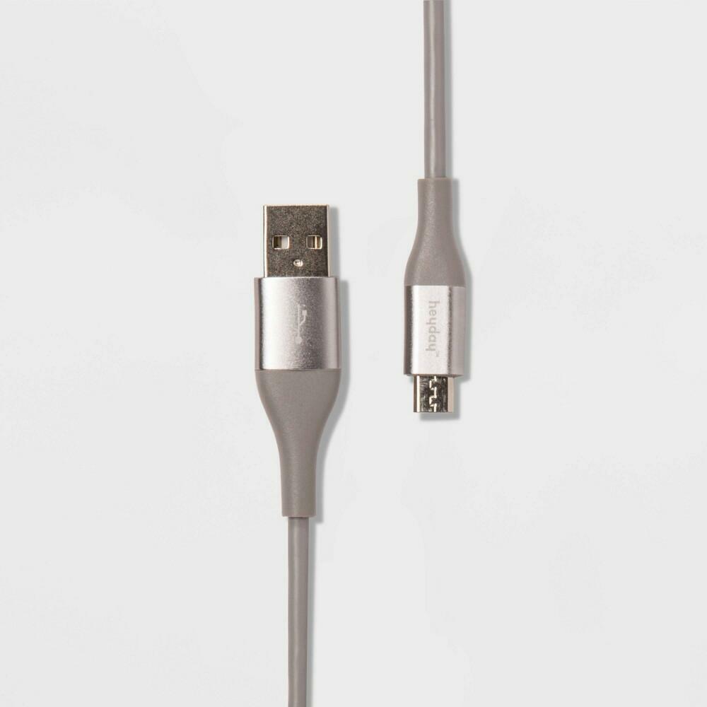 6\' Micro-USB to USB-A Round Cable - heyday Cool Gray/Silver