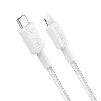 Anker 3\' Braided Lightning to USB-C Fast Charging Cable - White