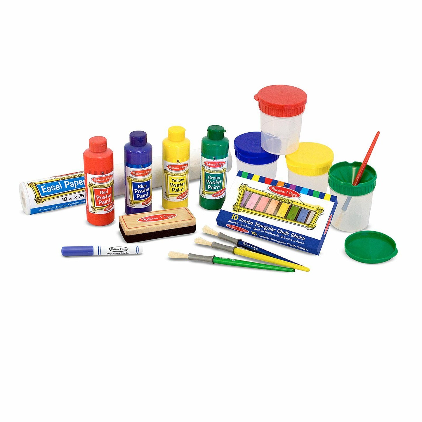 Melissa &amp; Doug Easel Accessory Set - Paint, Cups, Brushes, Chalk, Paper, Dry-Erase Marker